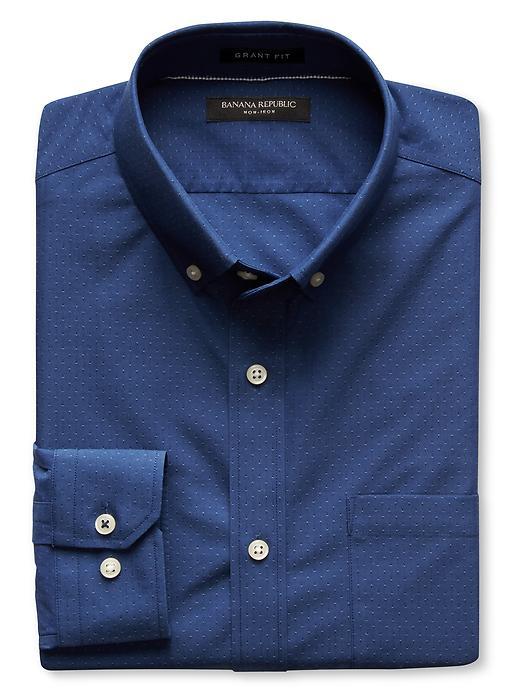 Banana Republic Mens Grant Fit Chambray Non Iron Shirt Size L Tall - Medium Blue