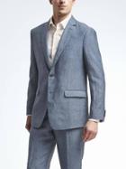 Banana Republic Standard Solid Linen Suit Jacket - Light Blue