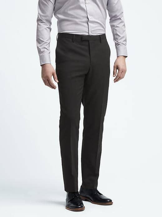 Banana Republic Mens Slim Solid Wool Trouser - Black
