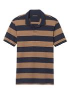 Banana Republic Mens Slim Luxury Touch Rugby Stripe Polo - Camel