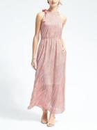 Banana Republic Geo Tie Up Bow Neck Maxi - Pink