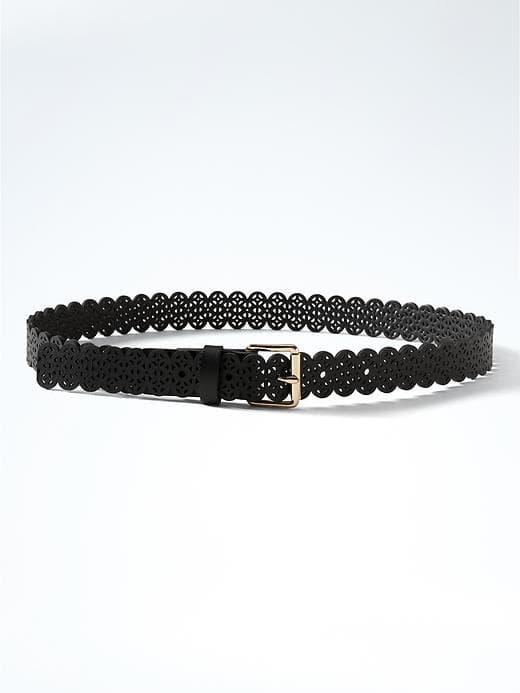 Banana Republic Lasercut Faux Leather Belt - Black