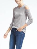 Banana Republic Womens Merino Cold Shoulder Sweater - Light Gray