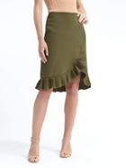 Banana Republic Womens Asymmetrical Ruffle Pencil Skirt - Seaweed