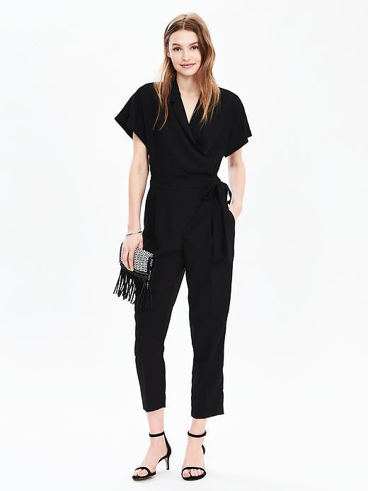 Banana Republic Tuxedo Ankle Leg Jumpsuit Size 0 Petite - Black