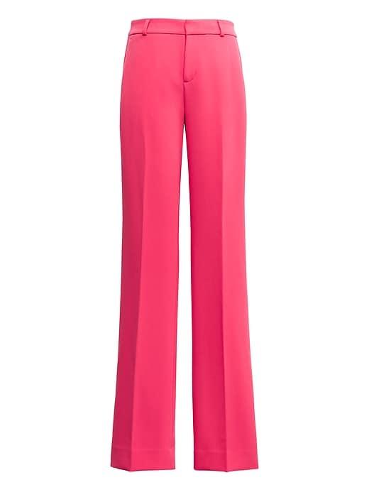 Banana Republic Womens Blake Wide Leg-fit Machine-washable Bi-stretch Pant Pink Strawberry Size 0
