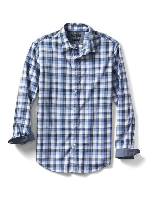 Banana Republic Mens Camden Fit Custom Wash Shirt - Light Teal