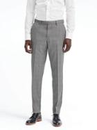 Banana Republic Mens Slim Plaid Wool Suit Trouser - Jet Gray