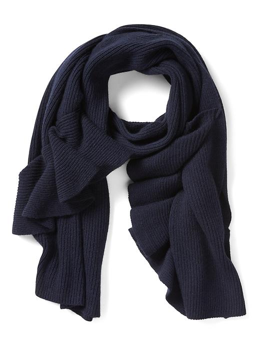 Banana Republic Womens Italian Superloft Ruffled Rectangular Sweater Scarf Navy Size One Size