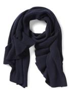 Banana Republic Womens Italian Superloft Ruffled Rectangular Sweater Scarf Navy Size One Size