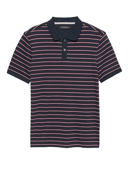 Banana Republic Mens Luxury-touch Allover Stripe Polo Shirt Navy Blue Size Xs