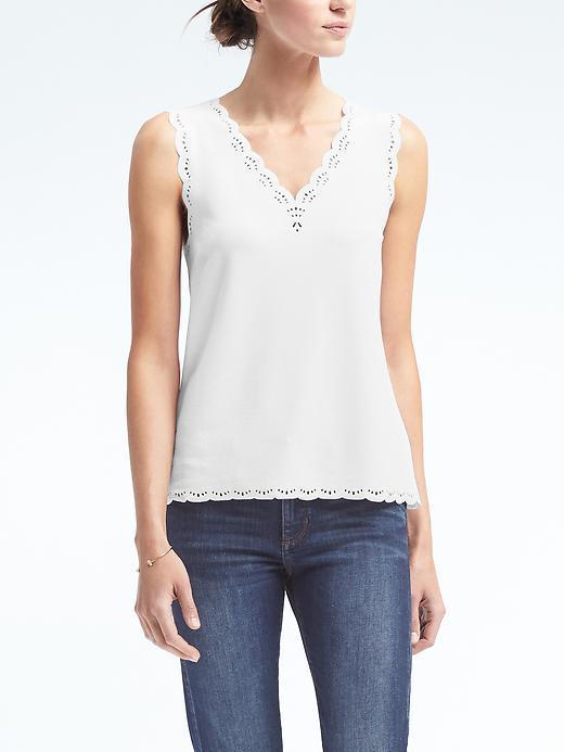 Banana Republic Womens Scallop Edge Tank - White