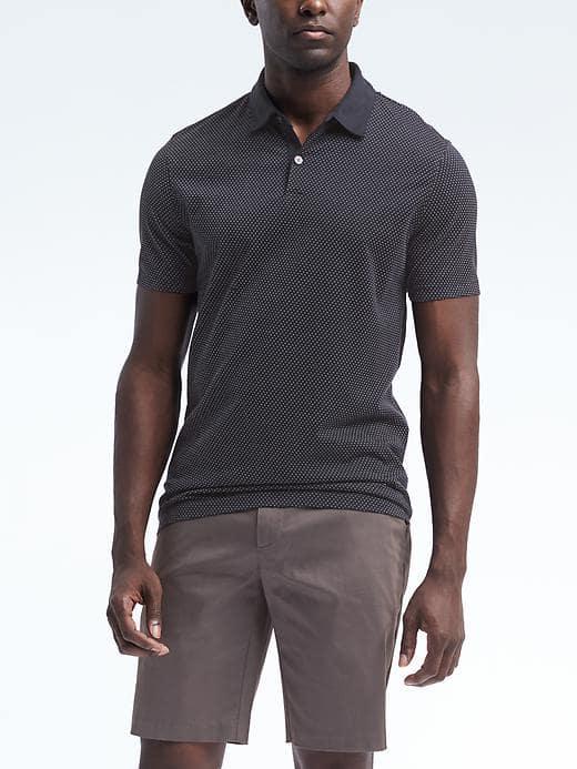 Banana Republic Mens Supima Jacquard Polo - Navy