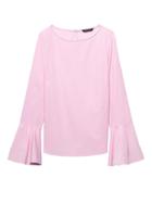 Banana Republic Womens Petite Stripe Bell-sleeve Top Pink Micro Stripe Size Xxs