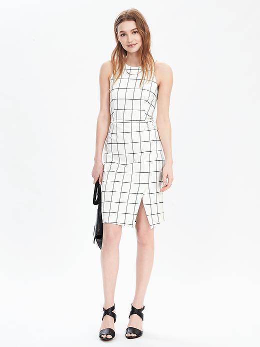 Banana Republic Womens Windowpane Sleeveless Shift Dress Size 0 Petite - Window Pane Print