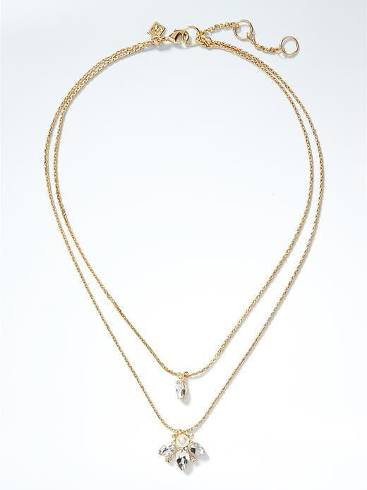 Banana Republic Womens Delicate Pearl Layer Necklace - Gold