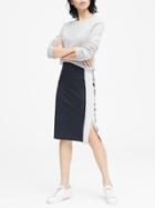 Banana Republic Womens Bi-stretch Contrast Panel Pencil Skirt Navy Blue Size 0