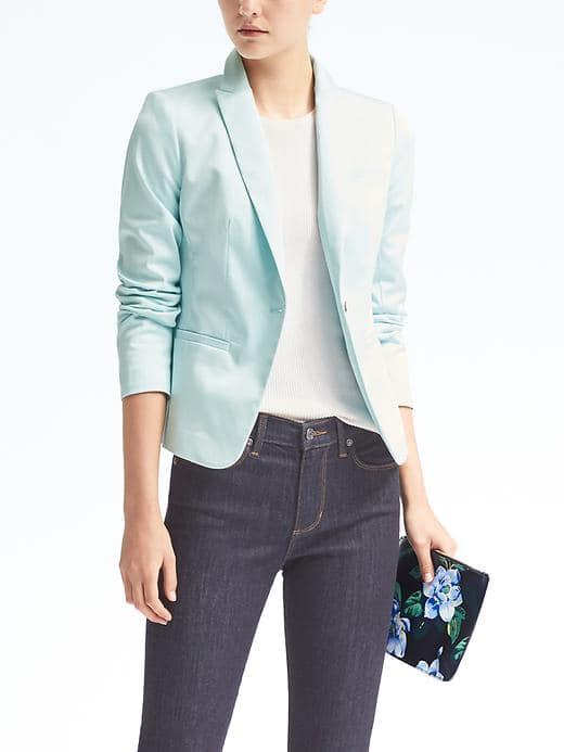 Banana Republic Sateen One Button Blazer - Island Shores