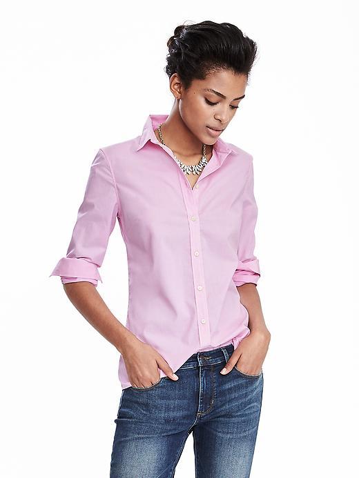 Banana Republic Womens Riley Fit Light Pink Shirt Size 0 - Raspberry Sorbet
