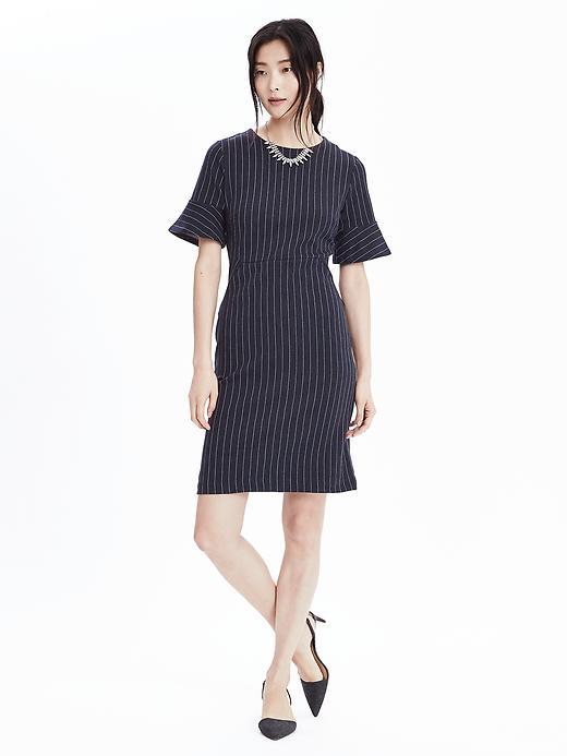 Banana Republic Womens Ponte Pinstripe Dress Size 0 Petite - Navy
