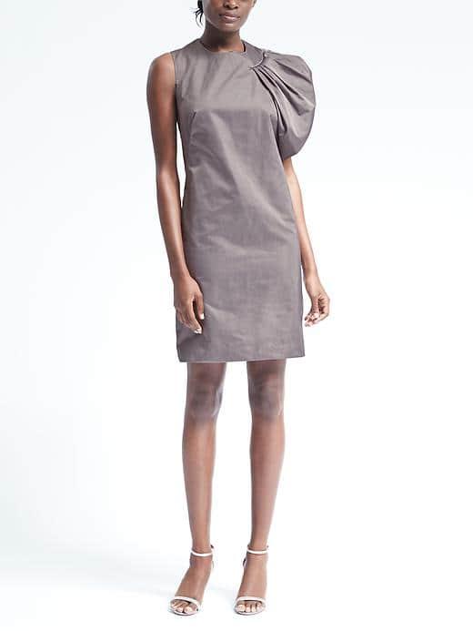 Banana Republic Womens Limited Edition Gray Ruffle Shoulder Shift - Gray Sky