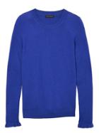 Banana Republic Womens Italian Superloft Ruffle Cuff Crew - Royal Blue