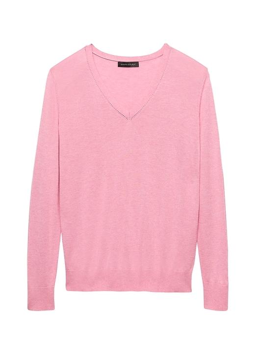 Banana Republic Womens Silk Cotton Boyfriend V-neck Sweater Cheeky Pink Size M