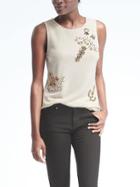 Banana Republic Womens Beaded Tank - White
