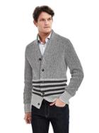 Banana Republic Mens Heritage Stripe Cotton Cardigan Size L Tall - Mid Gray
