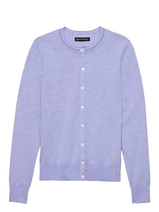 Banana Republic Womens Stretch-cotton Cardigan Sweater Heather Lavender Size M