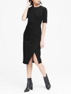 Banana Republic Womens Petite Bi-stretch Short-sleeve Sheath Dress Black Size 0
