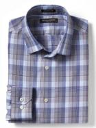 Banana Republic Mens Slim Non Iron Plaid Shirt - Preppy Navy