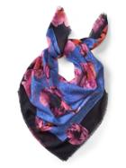 Banana Republic Womens Vibrant Floral Large Sheer Square Scarf Chambray Blue Floral Size One Size