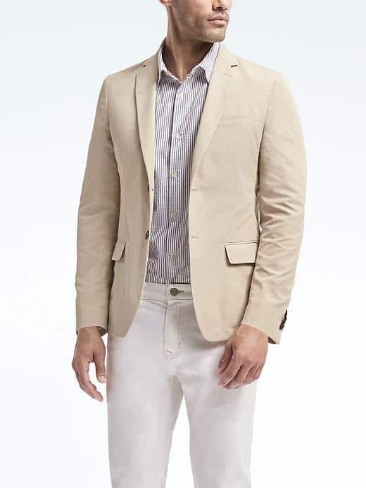 Banana Republic Mens Slim Performance Blazer - Khaki Sand