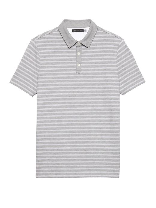 Banana Republic Mens Don';t-sweat-it Stripe Polo Shirt Heather Gray Size S