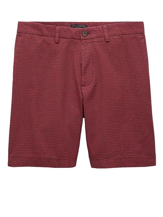 Banana Republic Mens 9 Seersucker Aiden Slim Gingham Short Cinnabar Red Size 31w