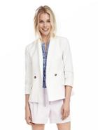 Banana Republic Seersucker Double Breasted Blazer Size 0 Petite - Organic Natural