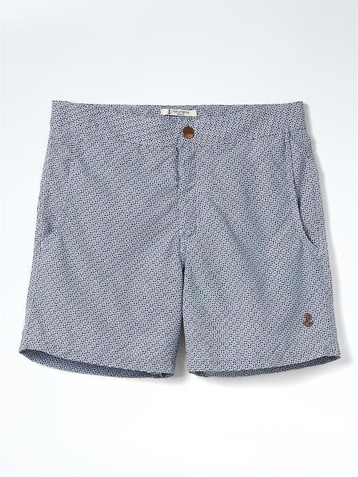 Banana Republic Mens Retro Marine Print Swim Short - Dark Green Heather