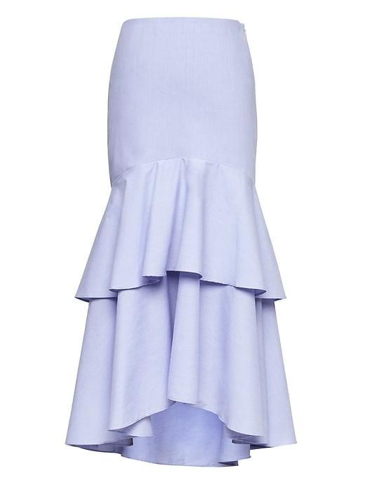 Banana Republic Womens Petite Super-stretch High-low Maxi Skirt Light Blue Size 0