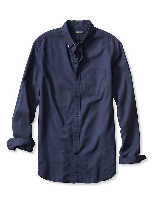 Banana Republic Mens Slim Fit Luxe Flannel Shirt Size L Tall - Blue Heather