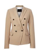 Banana Republic Womens Double Breasted-fit Luxe Brushed Twill Blazer Camel Size 8