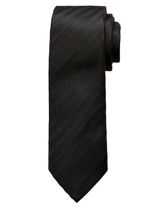 Banana Republic Drake Monochrome Stripe Silk Tie - Black