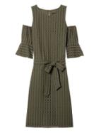 Banana Republic Womens Flutter Sleeve Eyelet Dress - Seaweed