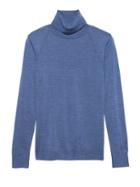 Banana Republic Womens Machine-washable Merino Turtleneck Sweater Heather Blue Size Xs