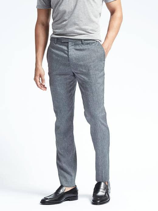 Banana Republic Mens Slim Linen Blend Pant - Navy