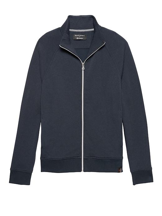 Banana Republic Mens Polartec Fleece Full-zip Sweatshirt Preppy Navy Blue & Black Size Xs