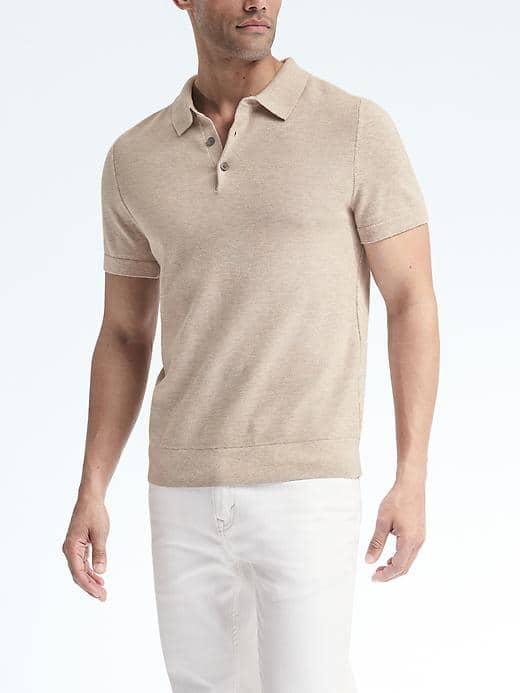 Banana Republic Mens Supima Cotton Texture Sweater Polo - Moroccan Step