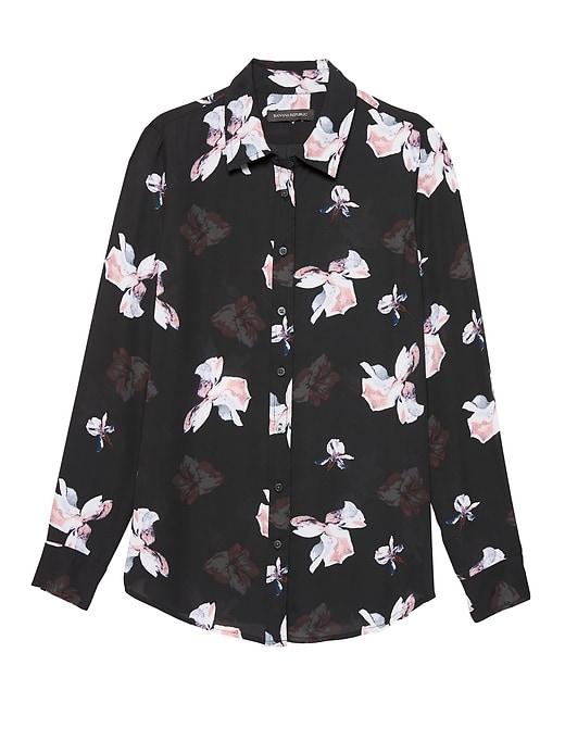 Banana Republic Womens Dillon Classic-fit Abigail Floral Shirt Black Floral Size Xxl