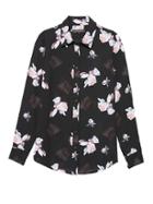 Banana Republic Womens Dillon Classic-fit Abigail Floral Shirt Black Floral Size Xxl
