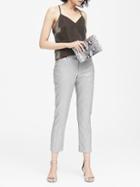 Banana Republic Womens Avery Straight-fit Metallic Twill Ankle Pant Silver Size 0